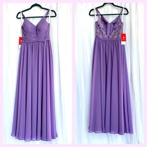 JJs house NWT A-line V-neck Floor length Chiffon Lace pagent/bridesmaid size 4